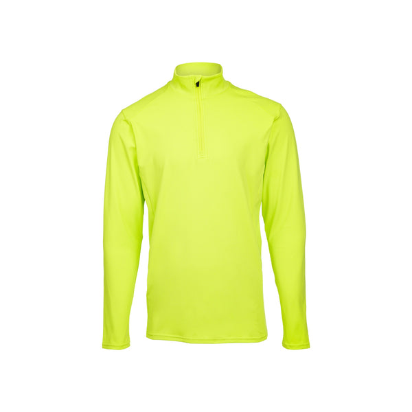 Neon geel shirt met lange mouwen en ritssluiting, sportieve trui voor heren