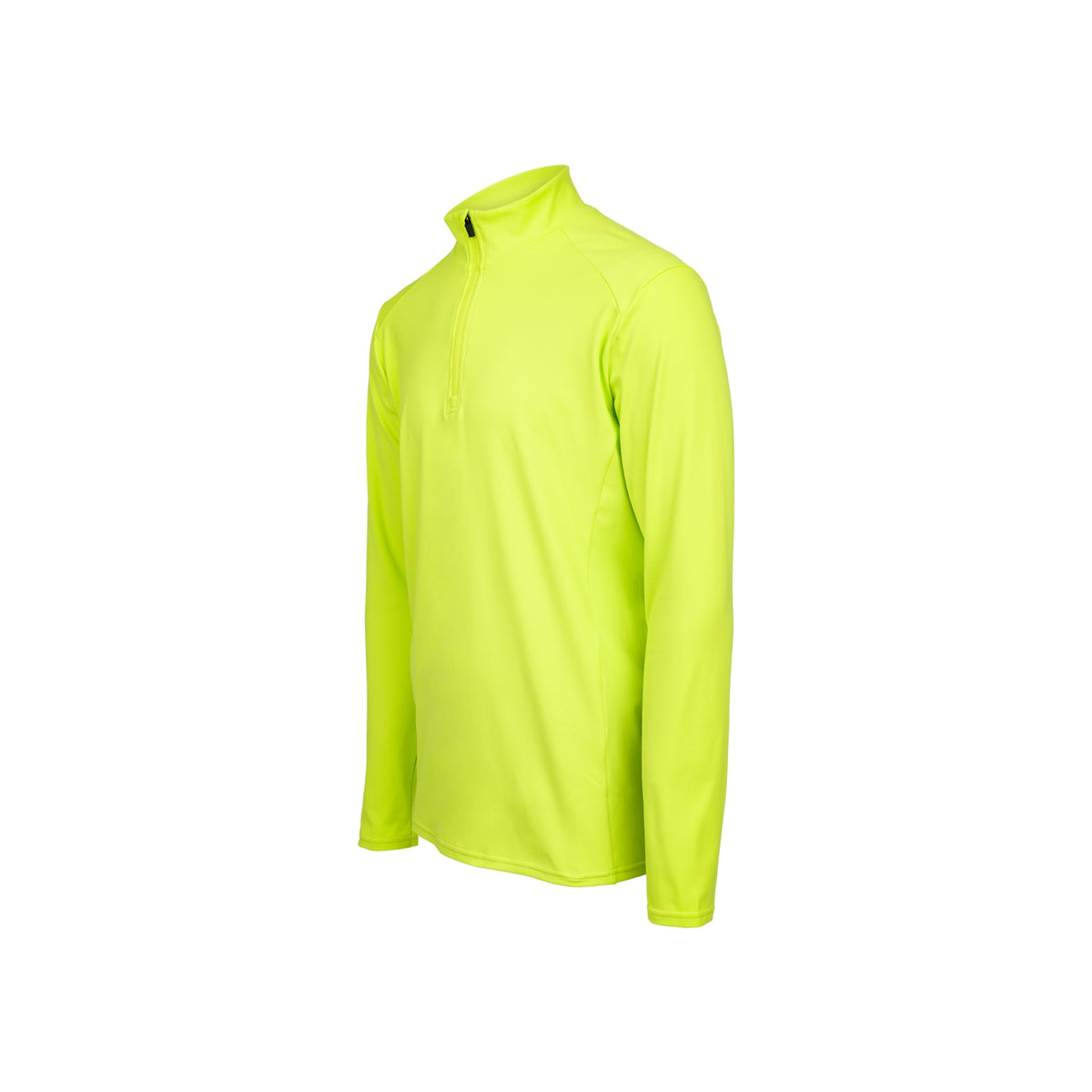 Neon gele fleece trui met halve rits en lange mouwen - zijkant aanzicht