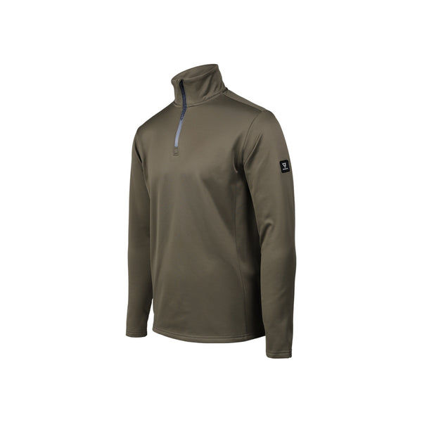 Olijfgroene fleece trui met halve rits en opstaande kraag voor heren - tactische outdoor kleding