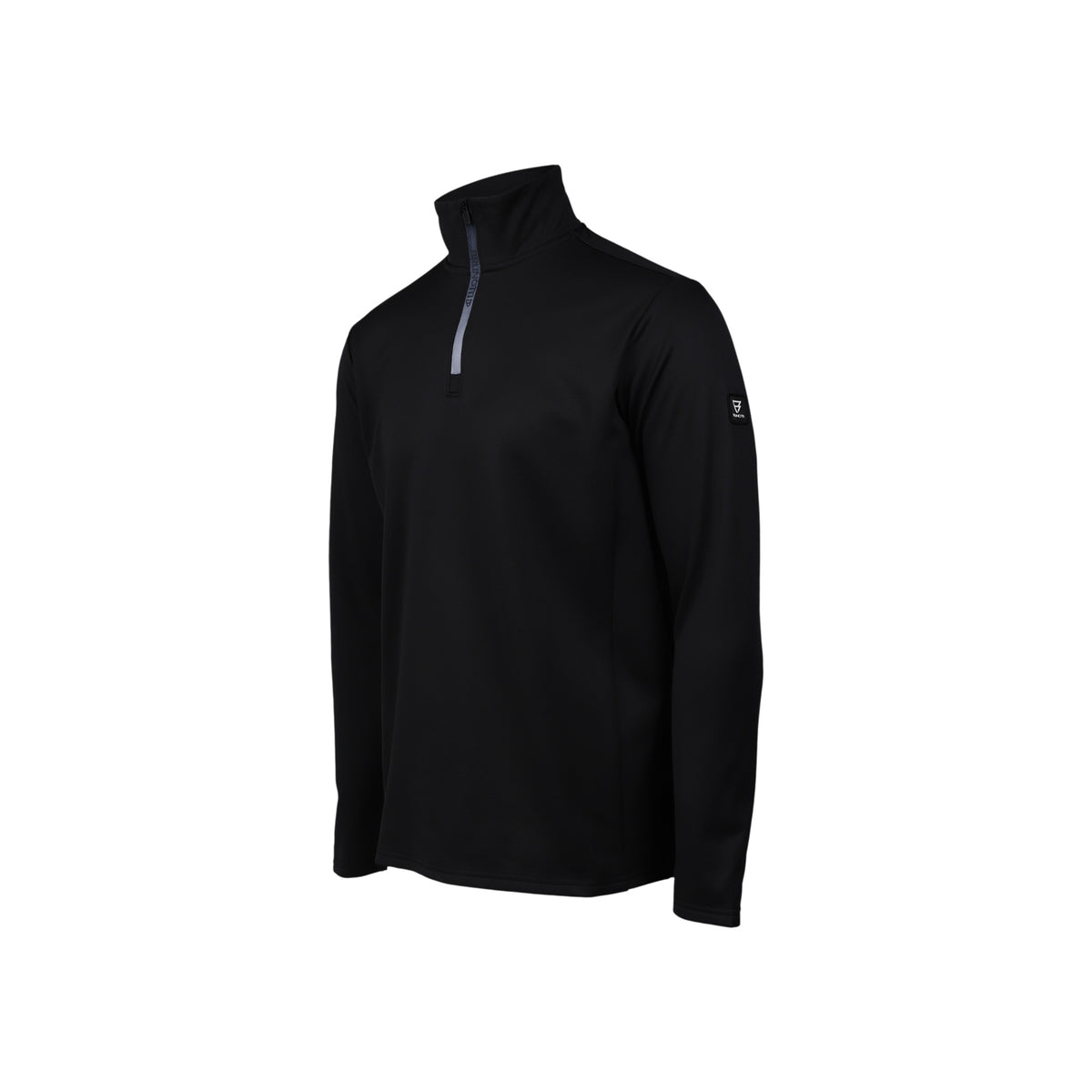 Zwarte fleece trui met halve rits en opstaande kraag voor heren