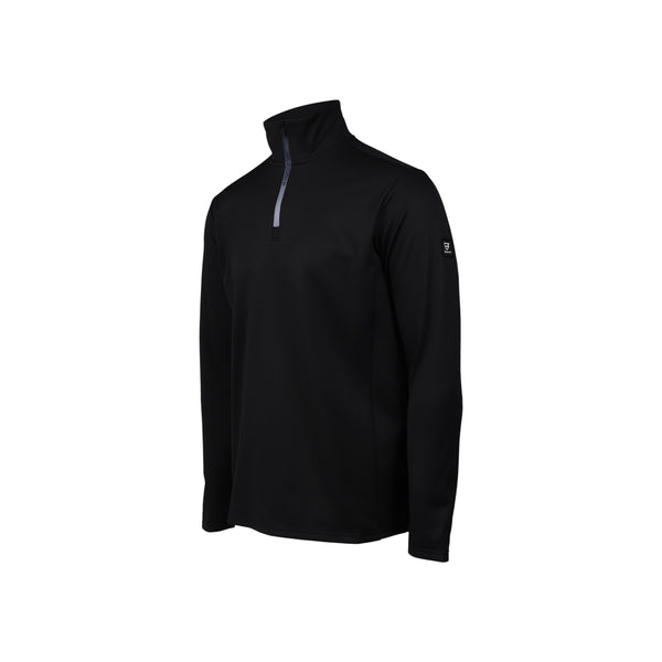 Zwarte fleece trui met halve rits en opstaande kraag voor heren