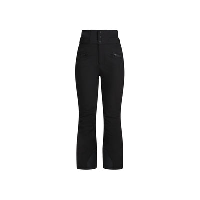 Zwarte dames ski broek met hoge taille en rechte pijpen voor wintersport