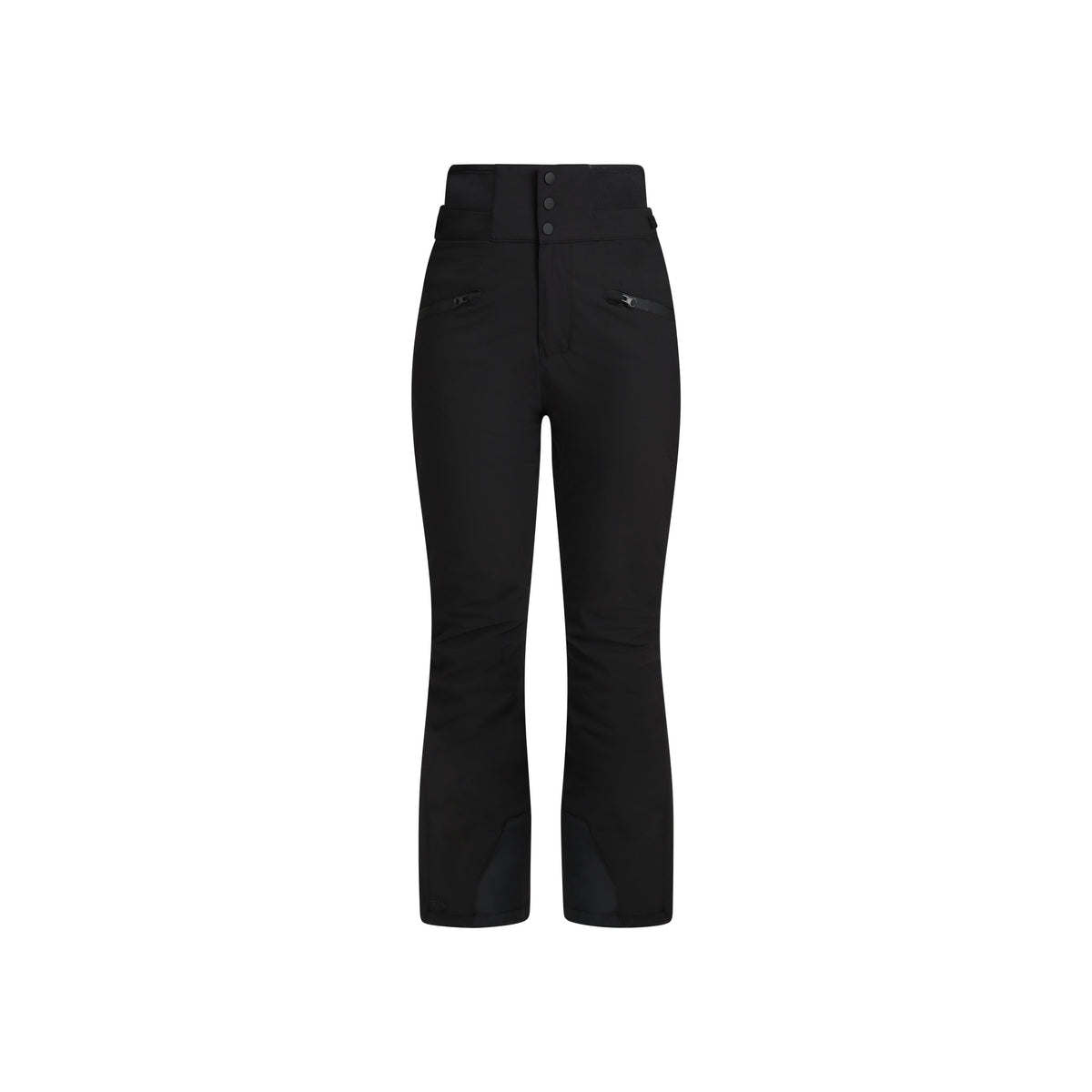 Zwarte dames ski broek met hoge taille en rechte pijpen voor wintersport