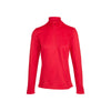 Rode dames coltrui met lange mouwen en kwartrits, sportieve fleece trui