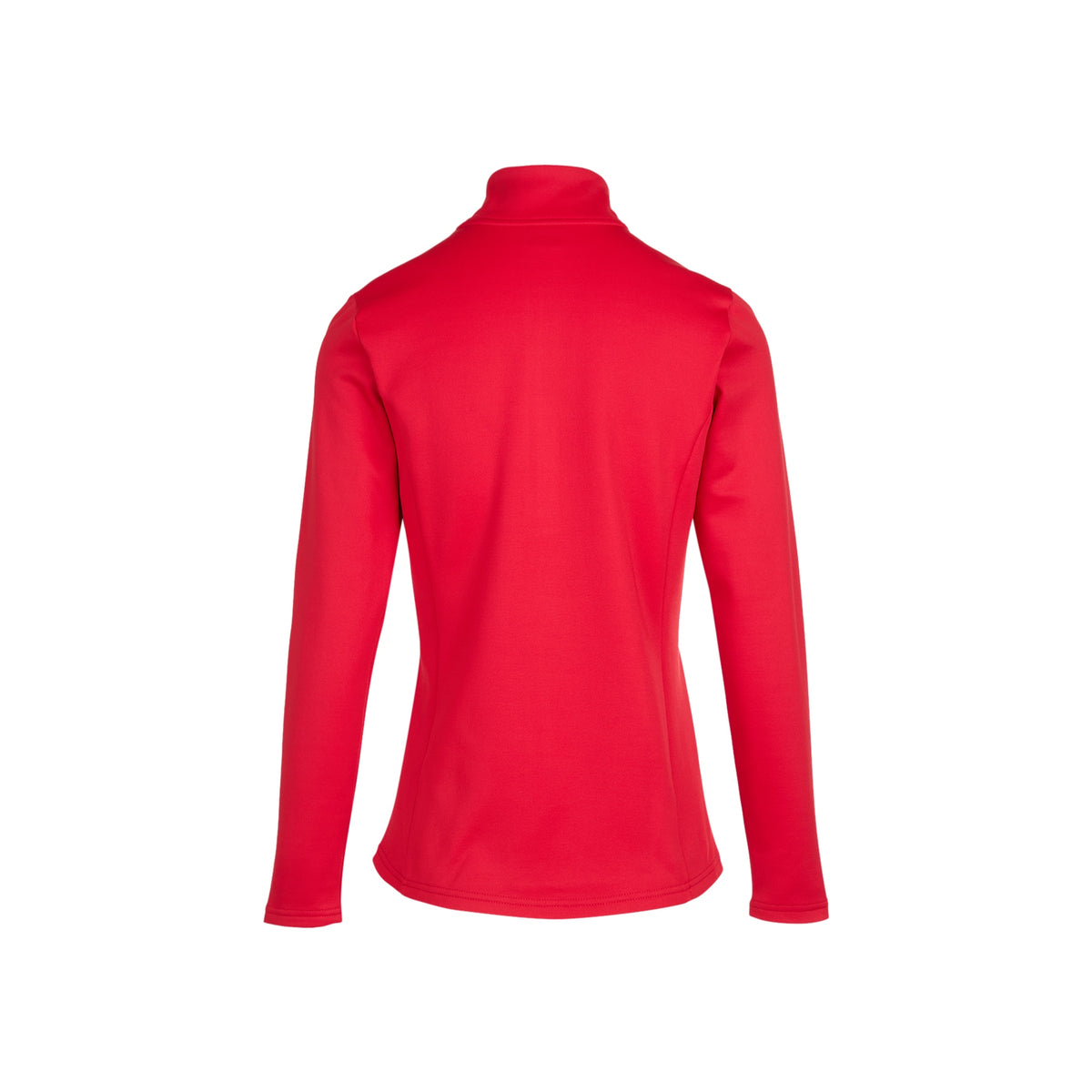 Rode dames fleece trui met ritssluiting en lange mouwen, achterkant weergave