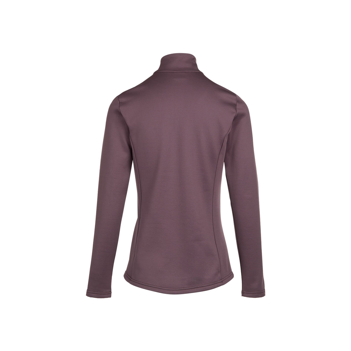 Paarse dames fleece trui met rits, achterkant view - warme sportieve outdoorkleding