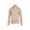 Beige dames trui met rits en opstaande kraag, lange mouwen, sportieve fleece pullover