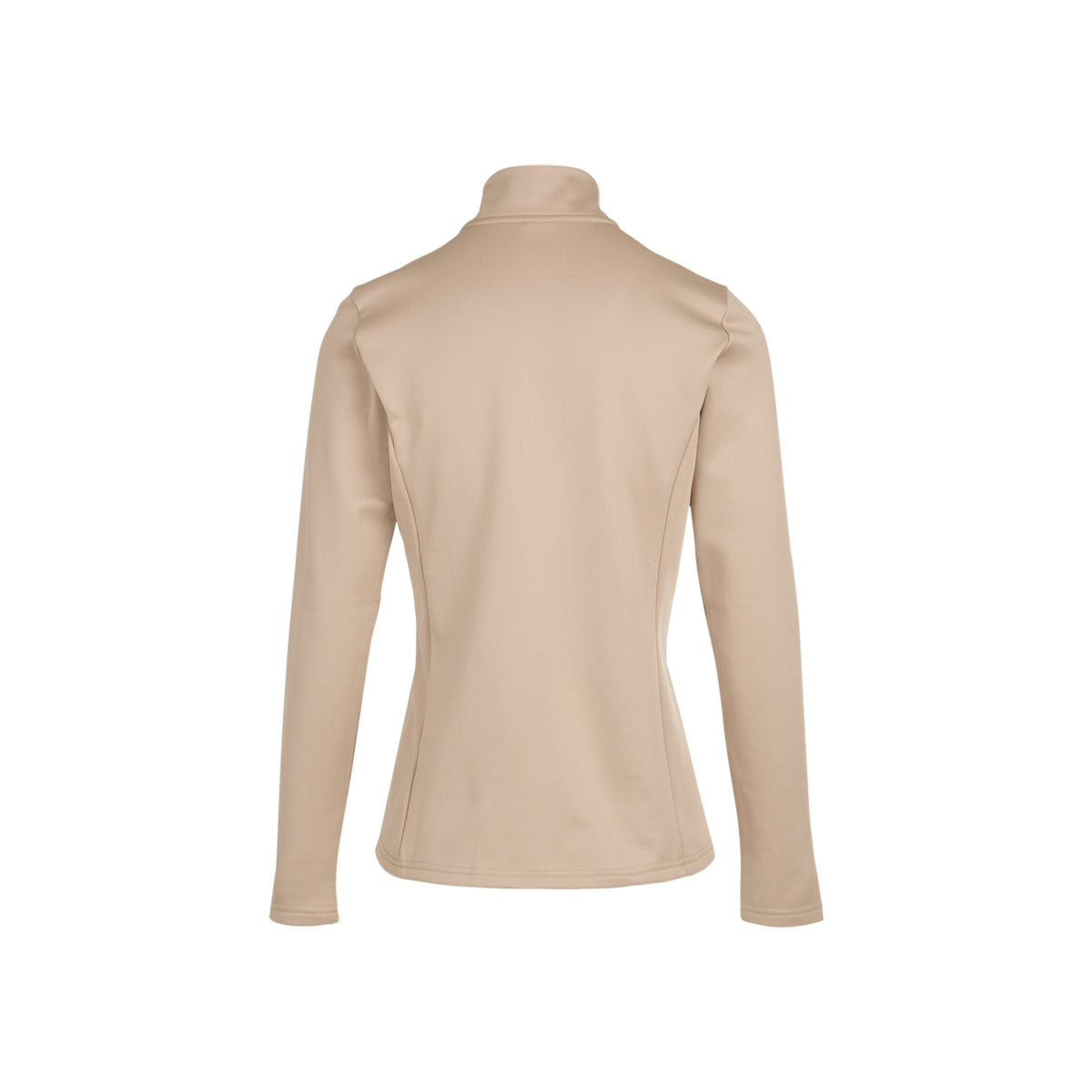 Beige dames coltrui met lange mouwen, achterkant getoond op witte achtergrond