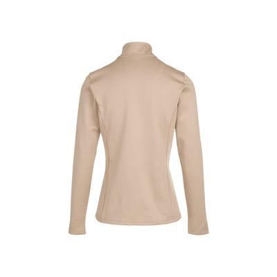 Beige dames coltrui met lange mouwen, achterkant getoond op witte achtergrond