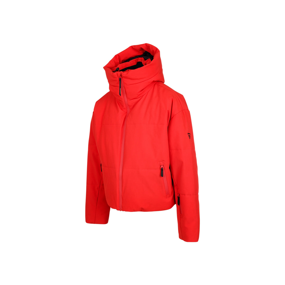 Rode winterjas met hoge kraag en capuchon voor heren, warme ski-jas met ritssluiting