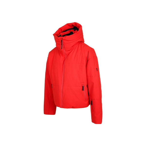 Rode winterjas met hoge kraag en capuchon voor heren, warme ski-jas met ritssluiting