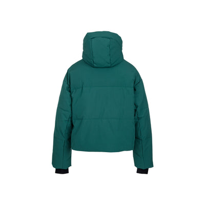 Groene korte gewatteerde jas met capuchon voor dames - winterjas
