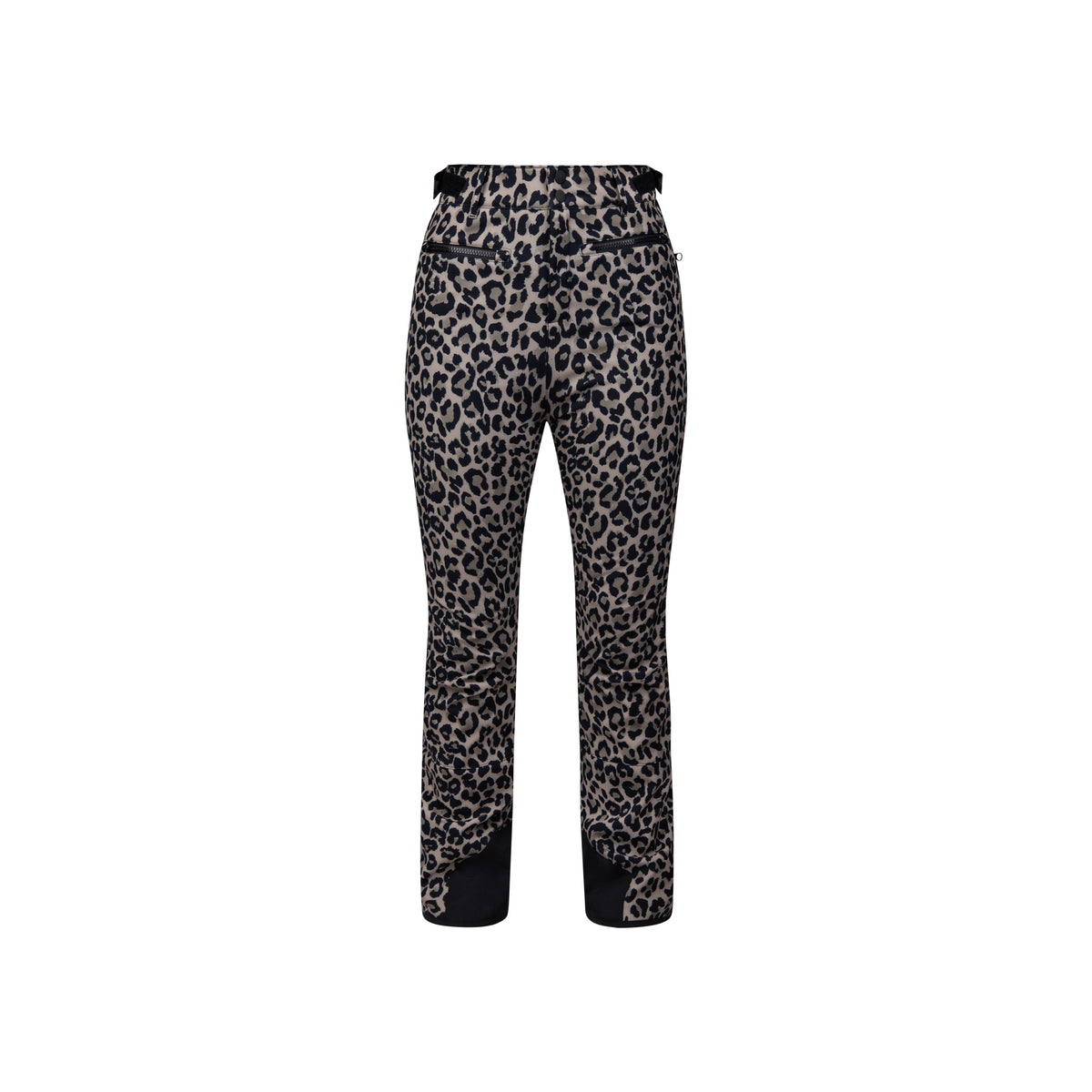 Dames broek met luipaardprint in grijs en zwart, rechte pijpen, elastische tailleband