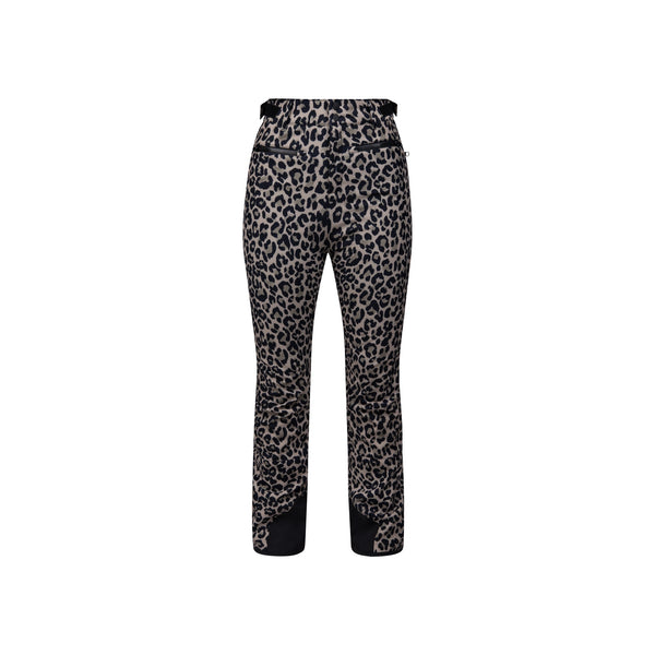 Dames broek met luipaardprint in grijs en zwart, rechte pijpen, elastische tailleband