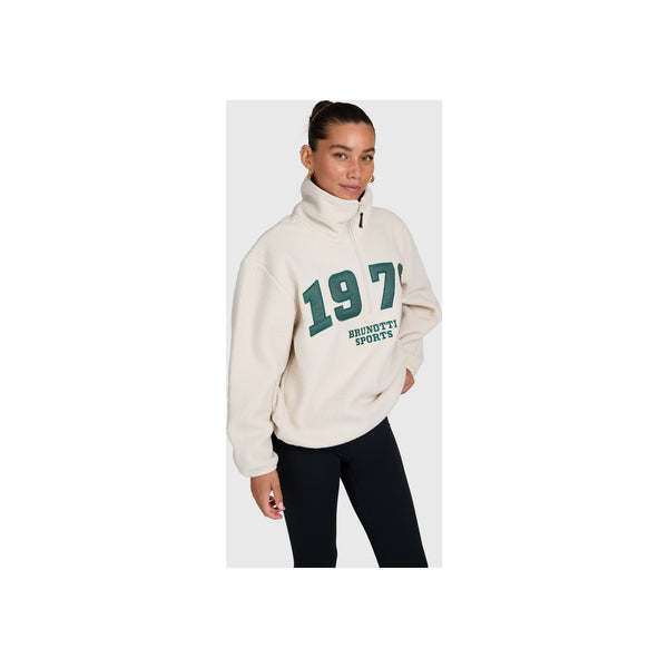 Witte fleece sweater met '1971 Brunotti Sports' print en hoge kraag voor dames