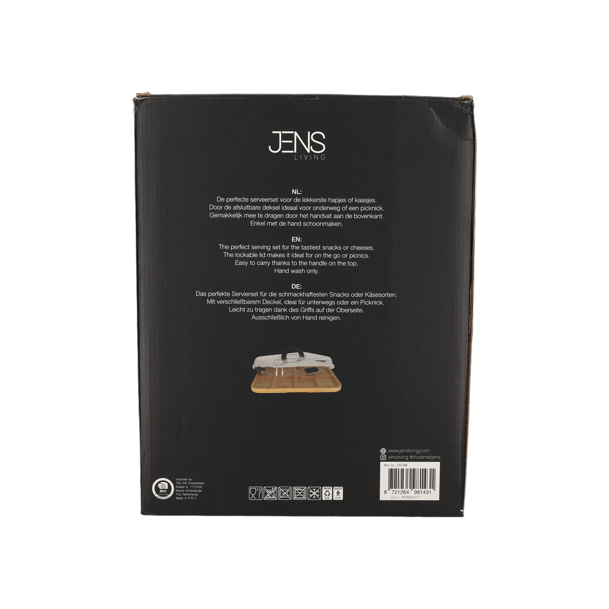 JENS Living Bamboe Snack Tray Met Deksel