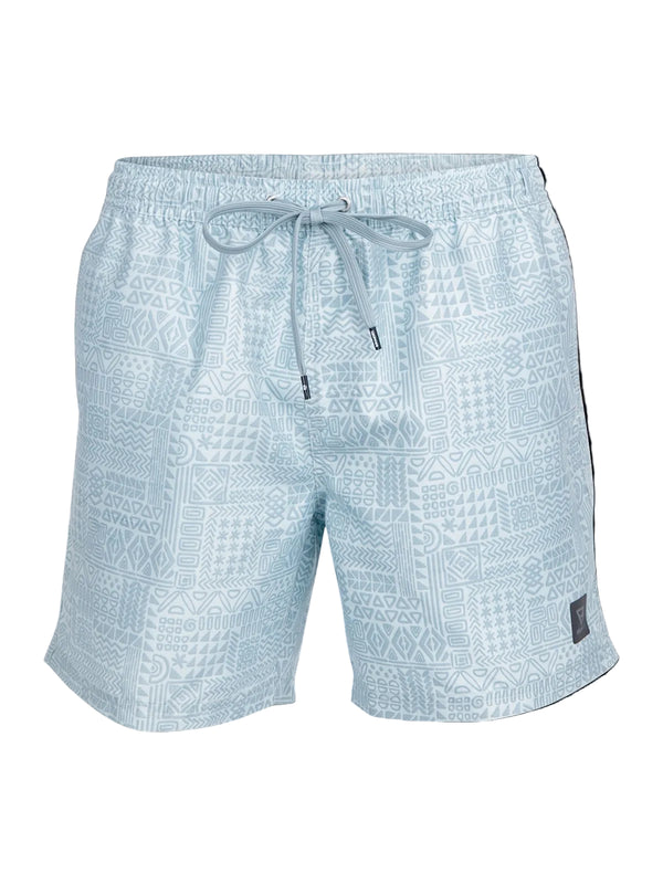 Brunotti Helios-Print Men Swim Shorts — Mist