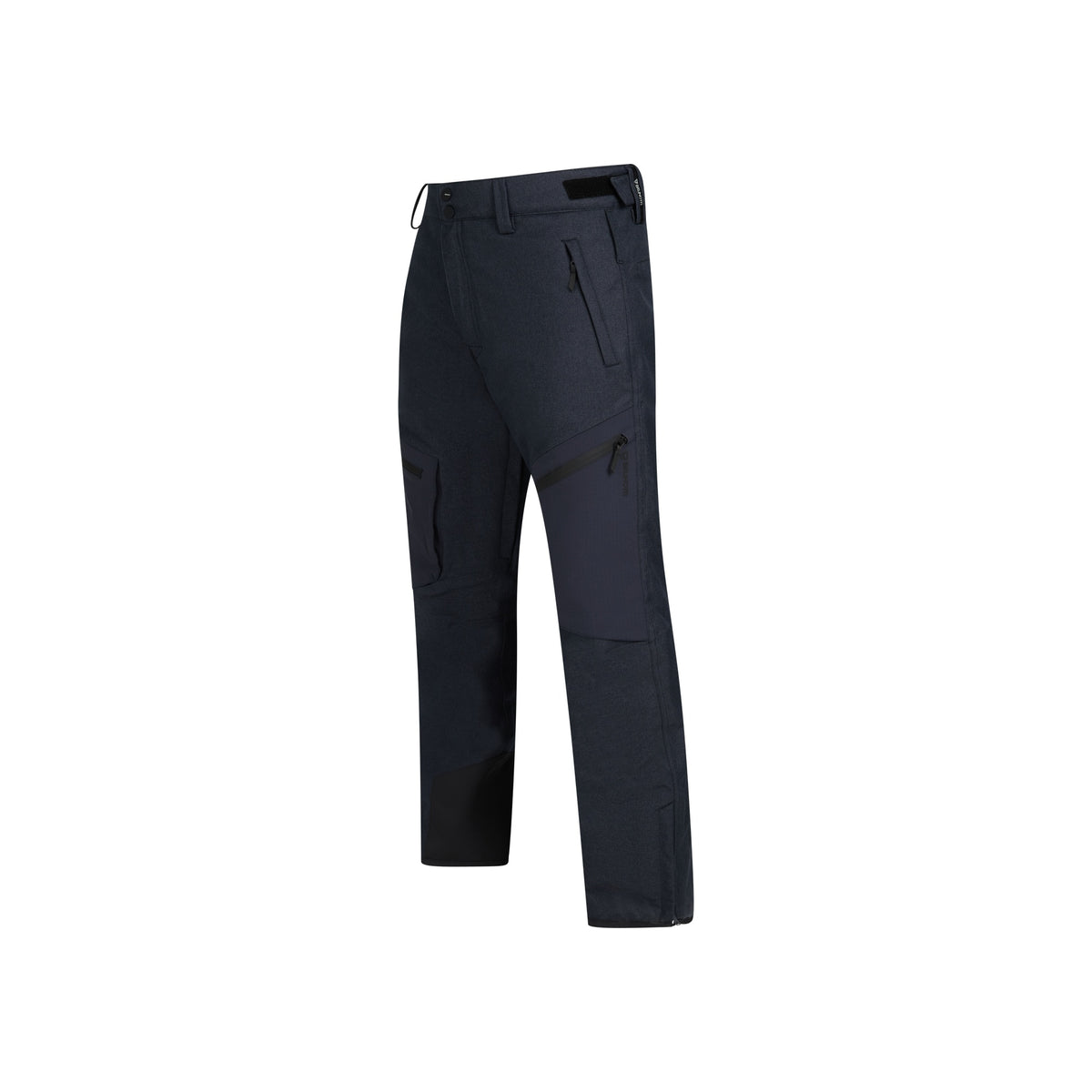 Donkerblauwe technische outdoorbroek met ritszakken en stretch materiaal voor wandelen en bergsporten