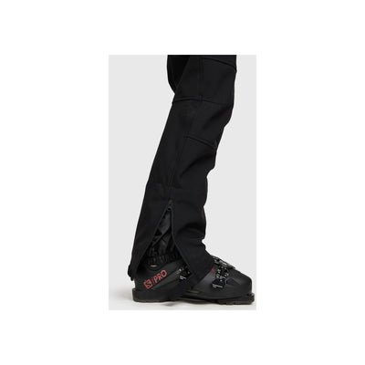 Brunotti Huygens heren softshell skibroek in zwart met afneembare beenbescherming voor skischoenen