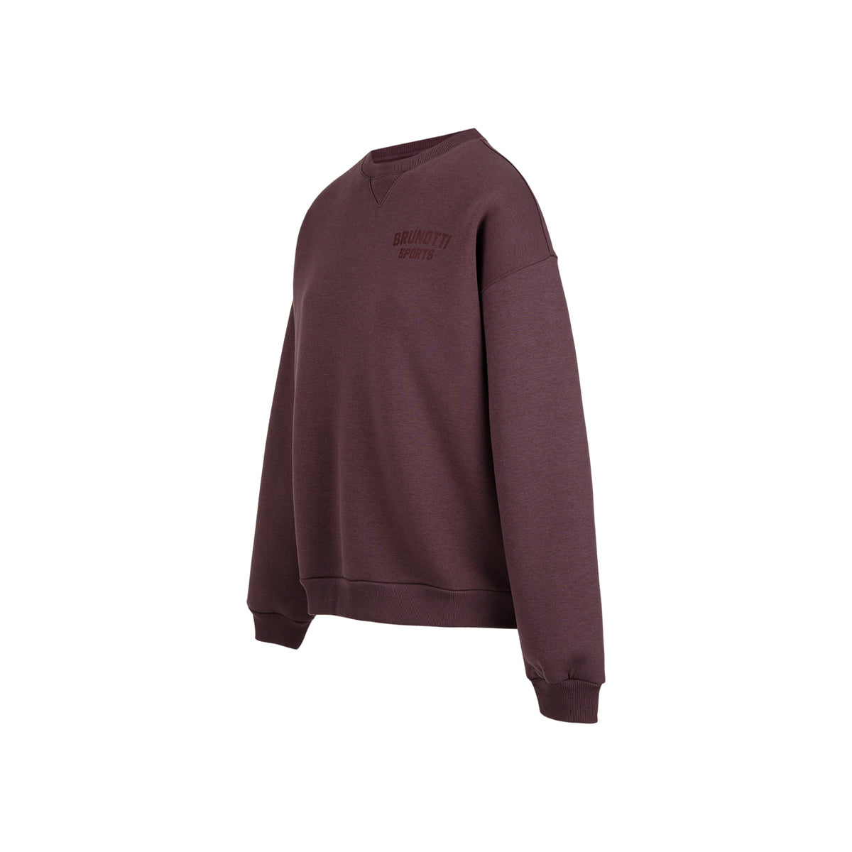 Paarse oversized sweater met borduursel, comfortabele dameskleding met ronde hals en lange mouwen