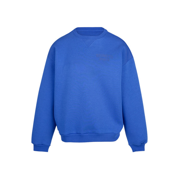 Blauwe oversized sweatshirt met ronde hals en lange mouwen