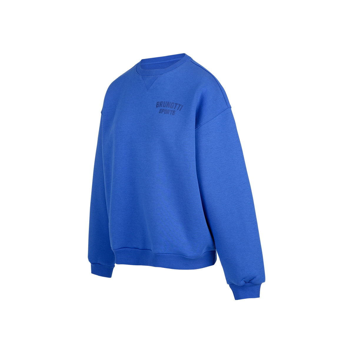Blauwe oversized sweatshirt met ronde hals en geborduurd logo