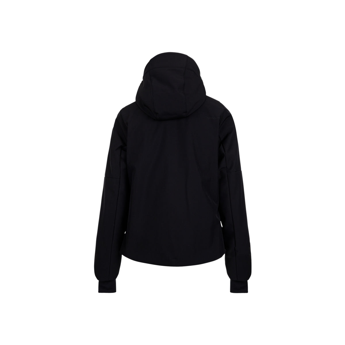 Zwarte hoodie trui met capuchon achterkant geïsoleerd op witte achtergrond