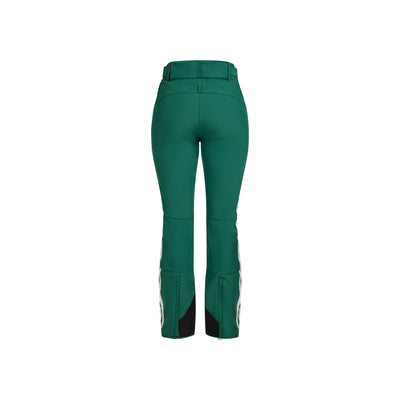 Groene dames skibroek achterkant, waterafstotende snowboardbroek met hoge taille en regelbare zoom