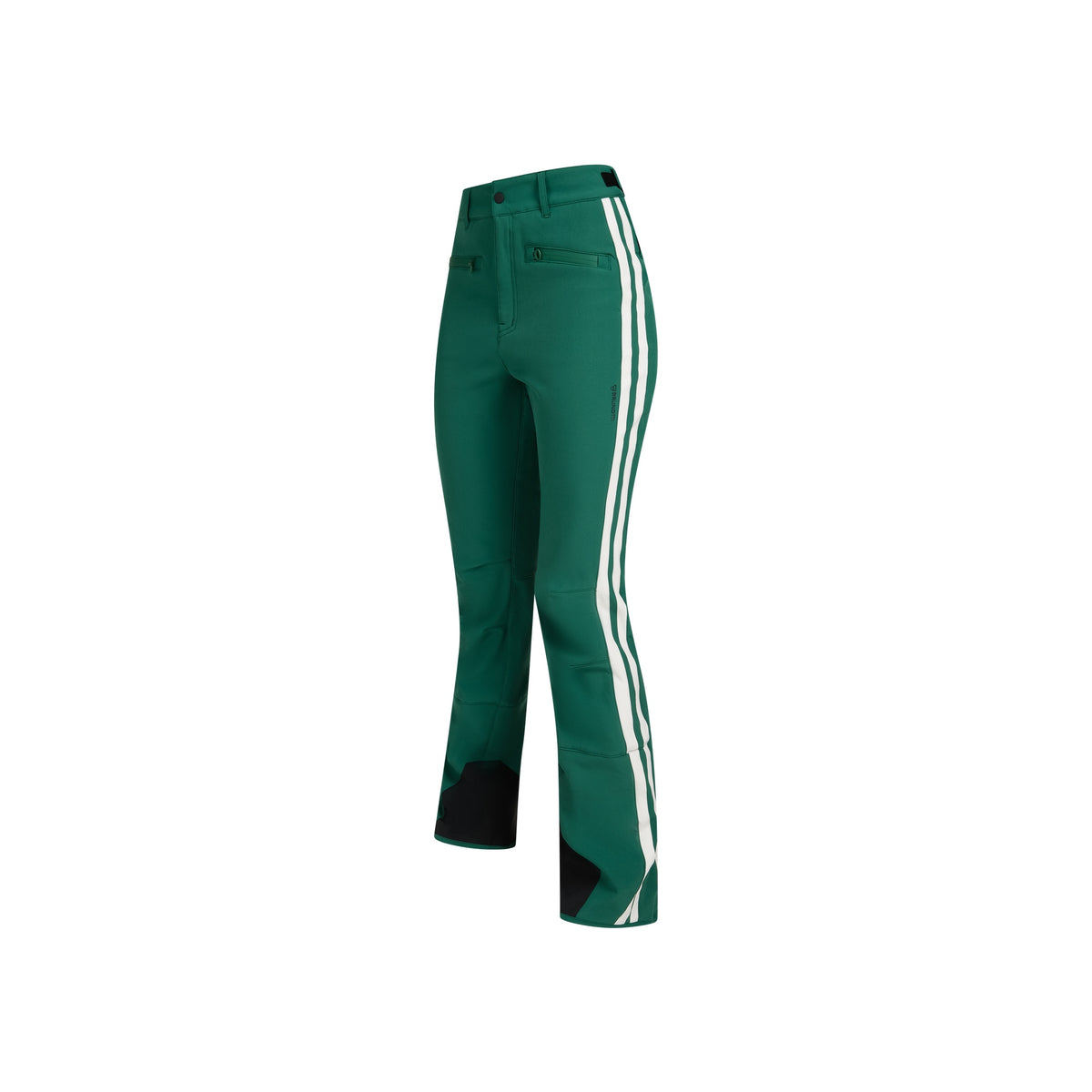 Groene trainingsbroek met witte zijstrepen en elastische tailleband