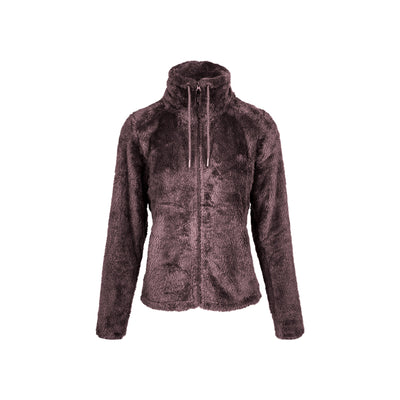 Donkerbruine dames fleece vest met ritssluiting en hoge kraag, zachte warme outdoorjas