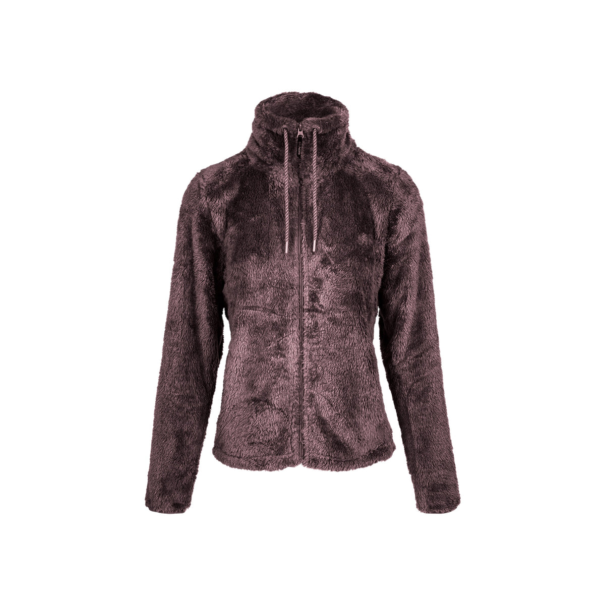 Donkerbruine dames fleece vest met ritssluiting en hoge kraag, zachte warme outdoorjas
