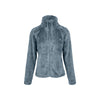 Blauwe pluizige fleece jas voor dames met ritssluiting en hoge kraag