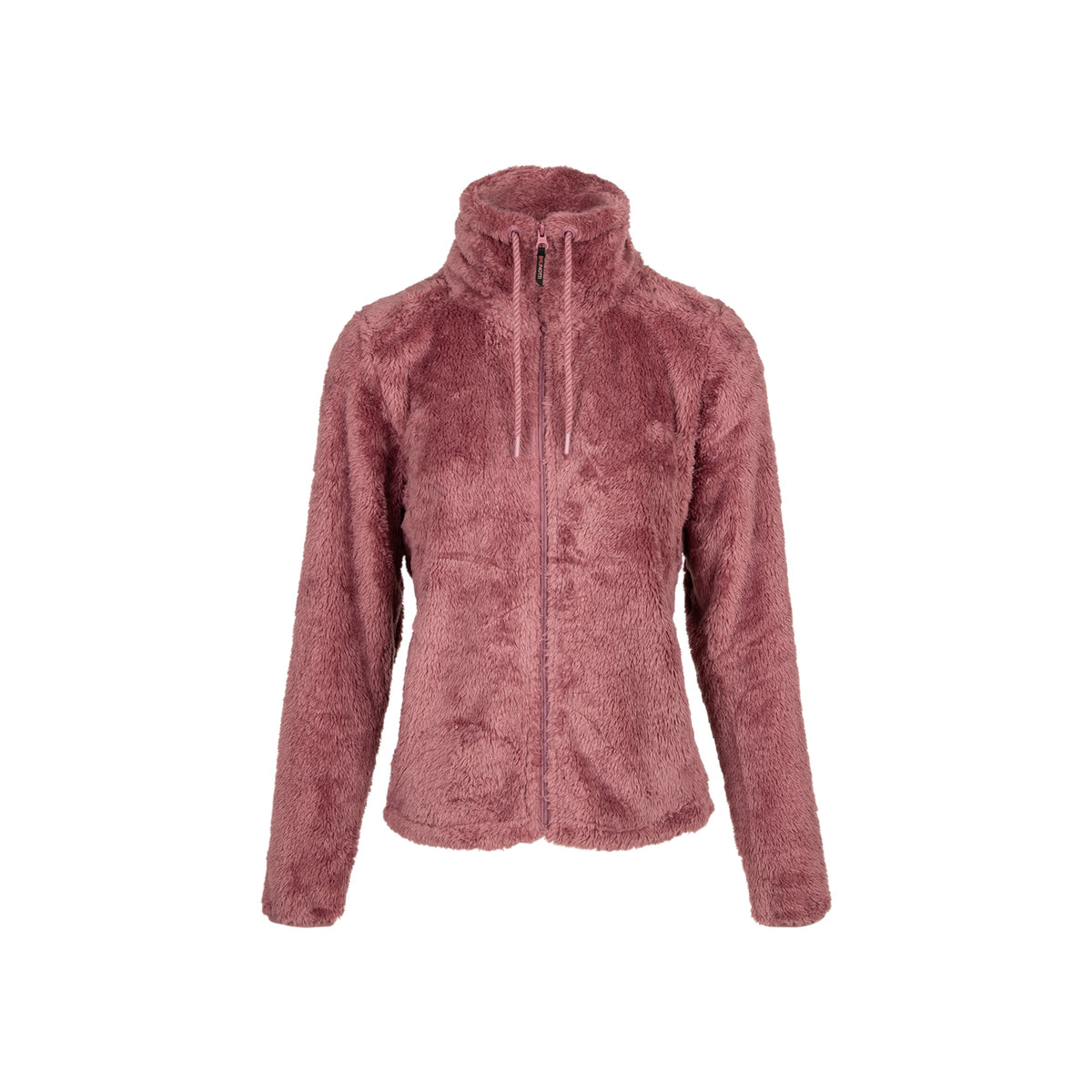 Roze zachte fleece jas voor dames met ritssluiting en hoge kraag