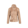 Beige teddy fleece vest met rits en opstaande kraag voor dames