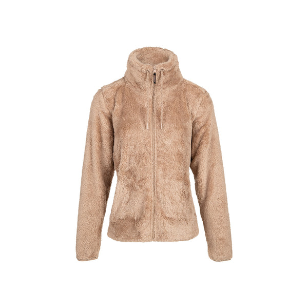 Beige teddy fleece vest met rits en opstaande kraag voor dames