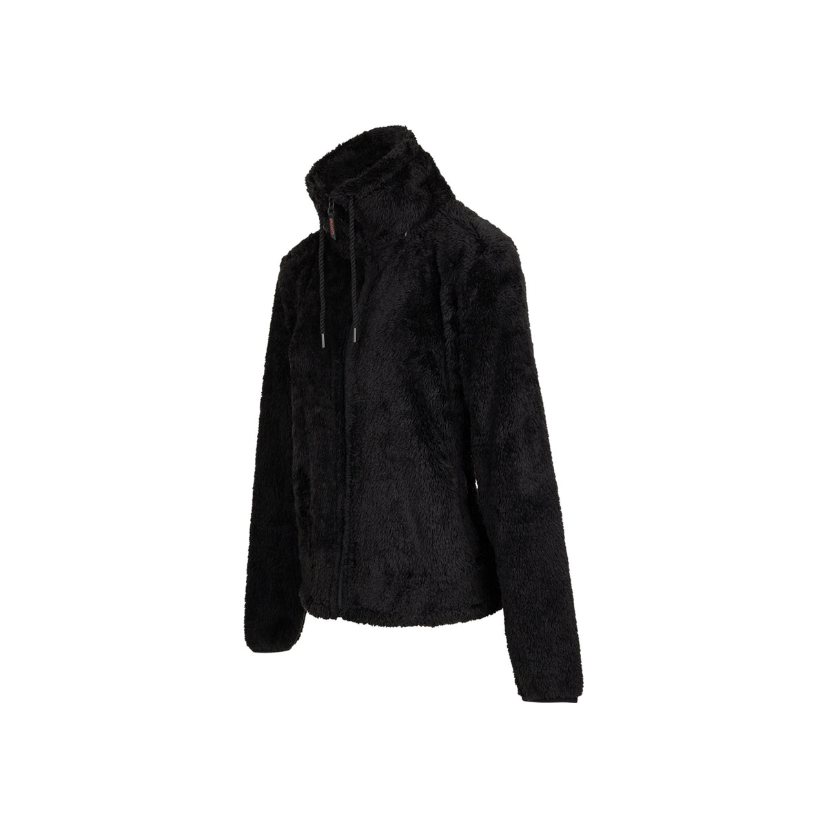 Zwarte teddy jas met rits en capuchon voor dames, zachte fleece winterjas