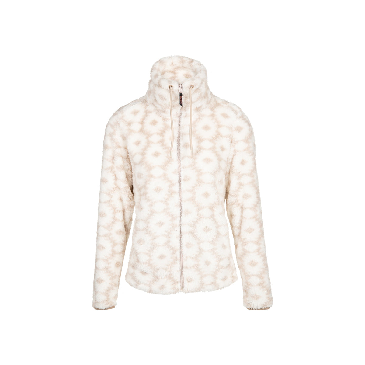 Beige fleece vest met capuchon en bloemenprint voor dames