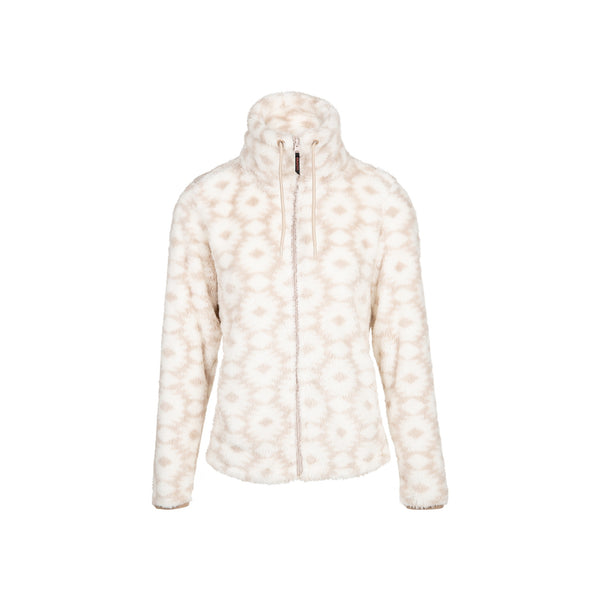 Beige fleece vest met capuchon en bloemenprint voor dames