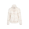 Brunotti Cecile-Nordic dames fleece vest wit met beige sneeuwvlok patroon en capuchon