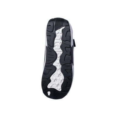 Zwarte schoenenzool met wit loopvlak, duurzame sneaker buitenzool met geribbeld profiel voor grip