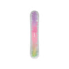 Kleurrijke snowboard met pastel regenboog gradient ontwerp, roze, paars en geel, bovenaanzicht