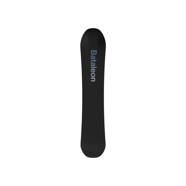 Bataleon snowboard met zwart grijpvlak en blauw merklogo op de bovenkant