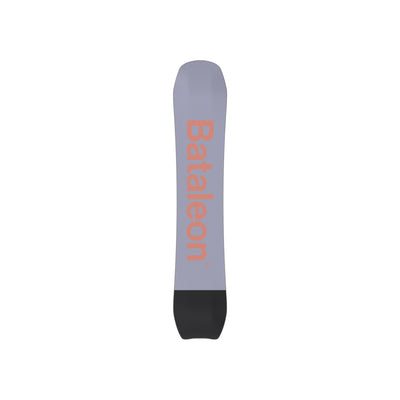 Bataleon snowboard met grijs bovenblad en rood logo, zwarte tip - wintersporten uitrusting