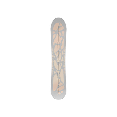 Snowboard met bloemmotief en houtnerf design in beige en blauw