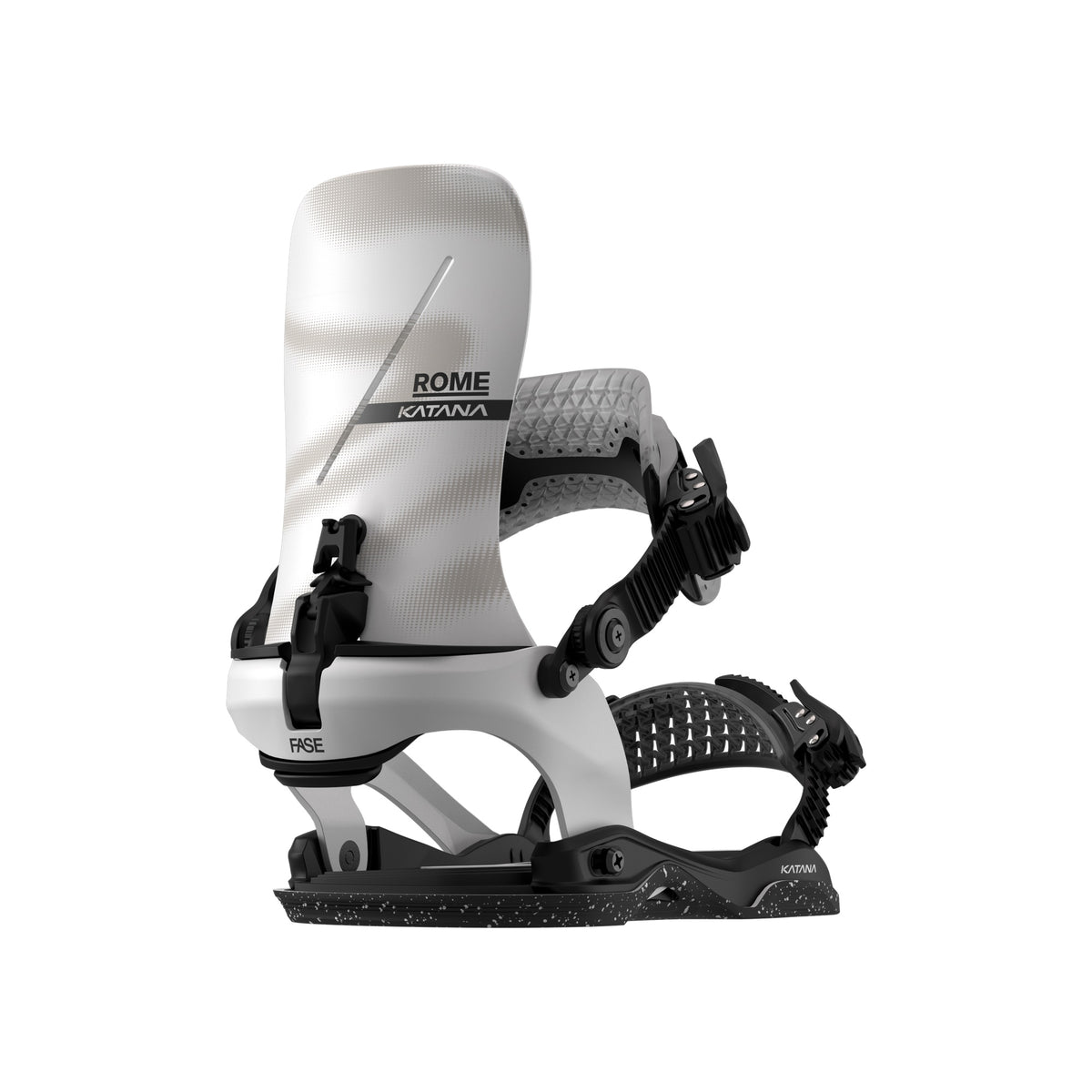 Rome snowboardbinding wit-grijs met verstelbare straps en highback voor freestyle snowboarden