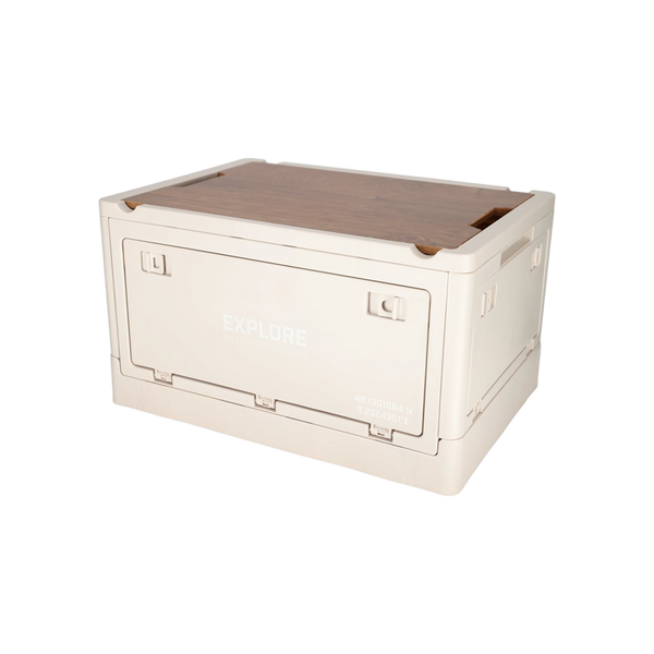 NORLÄNDER Krat met houten deksel Off-white