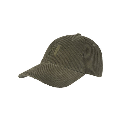 Olijfgroene corduroy baseball cap met gebogen klep en verstelbare sluiting