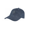 Donkerblauwe corduroy baseball cap met gebogen klep en verstelbare sluiting