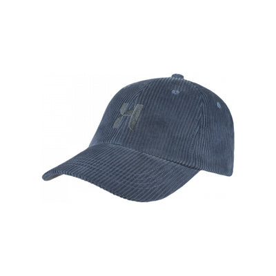 Donkerblauwe corduroy baseball cap met gebogen klep en verstelbare sluiting