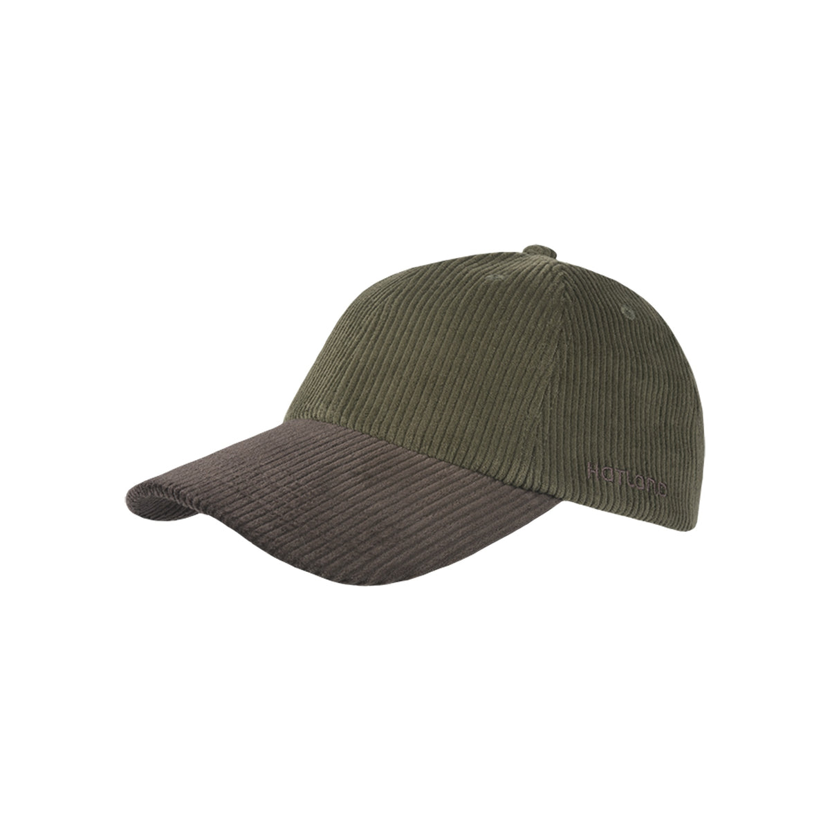 Groen-grijze ribfluwelen baseballcap met gebogen klep en verstelbare sluiting